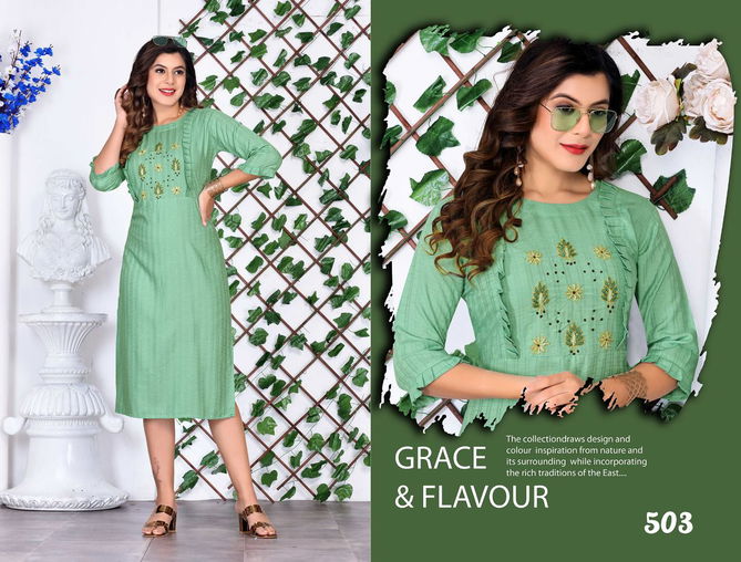 Beauty Queen Zavia Fancy Wear Rayon Designer Kurti Collection